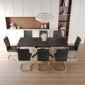 extensible Dining Table Table Set for 6 8 Person for black-mdf+metal
