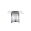 Tempered Glass Top Coffee Table With Silver Mirror Finish Stainless Steel Base Silver Tempered Glass