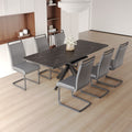 Extendable Dining Table Table Set For 6 8 Person For Dining Room,C Shaped Tube Soft Padded Armless Dining Chairs And Very Large Dining Room Table Kitchen Table Chair Set With Metal Legs Black Gray Mdf Metal