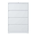 Lateral File Cabinet 4 Drawer, White Filing Cabinet With Lock, Lockable File Cabinet For Home Office, Locking Metal File Cabinet For Legal Letter A4 F4 Size Filing Cabinets 3 4 Drawers White Office Drawers Included Modern Metal Metal