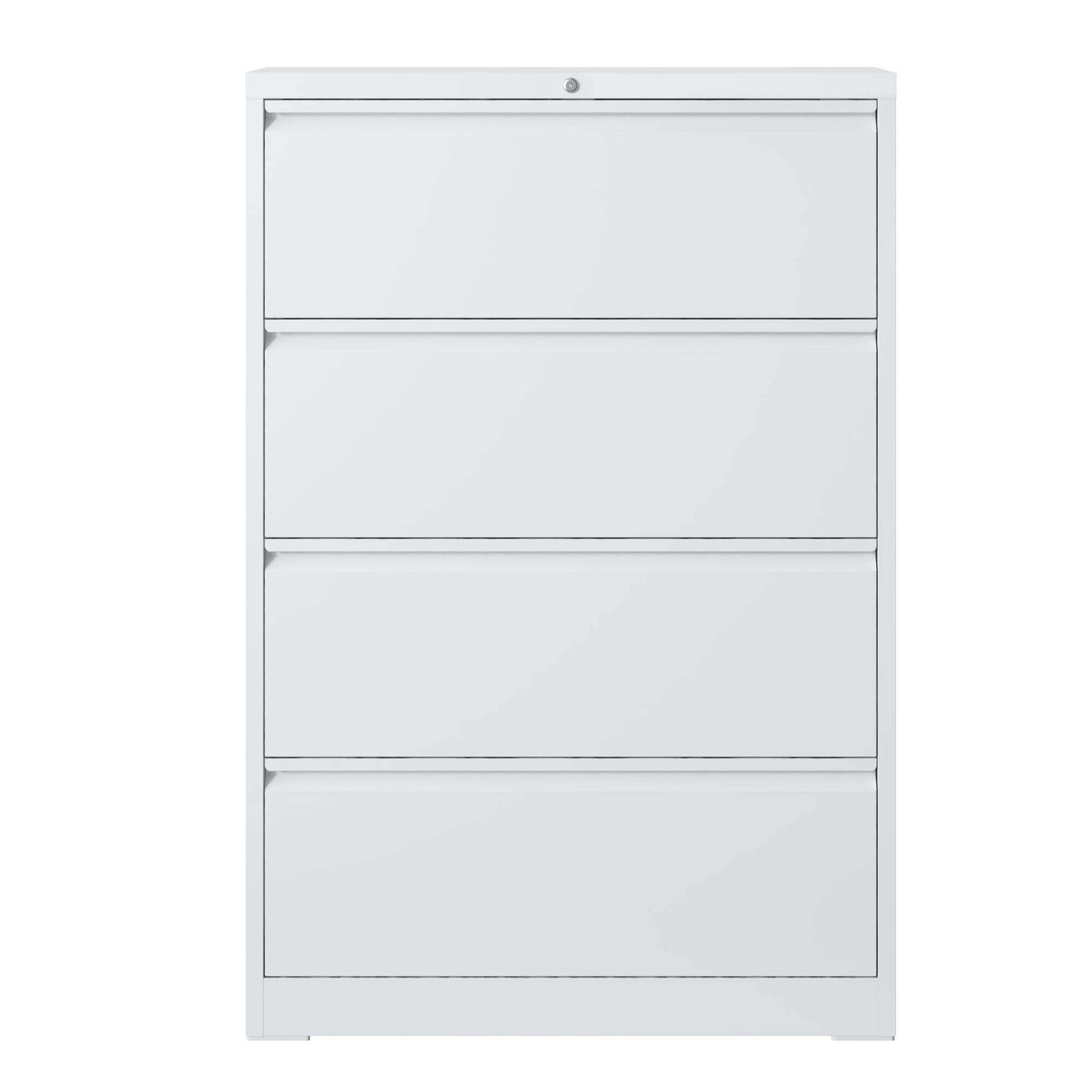 Lateral File Cabinet 4 Drawer, White Filing Cabinet With Lock, Lockable File Cabinet For Home Office, Locking Metal File Cabinet For Legal Letter A4 F4 Size Filing Cabinets 3 4 Drawers White Office Drawers Included Modern Metal Metal