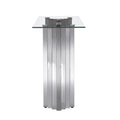 Tempered Glass Top Console Table With Silver Mirror Finish Stainless Steel Base Silver Tempered Glass