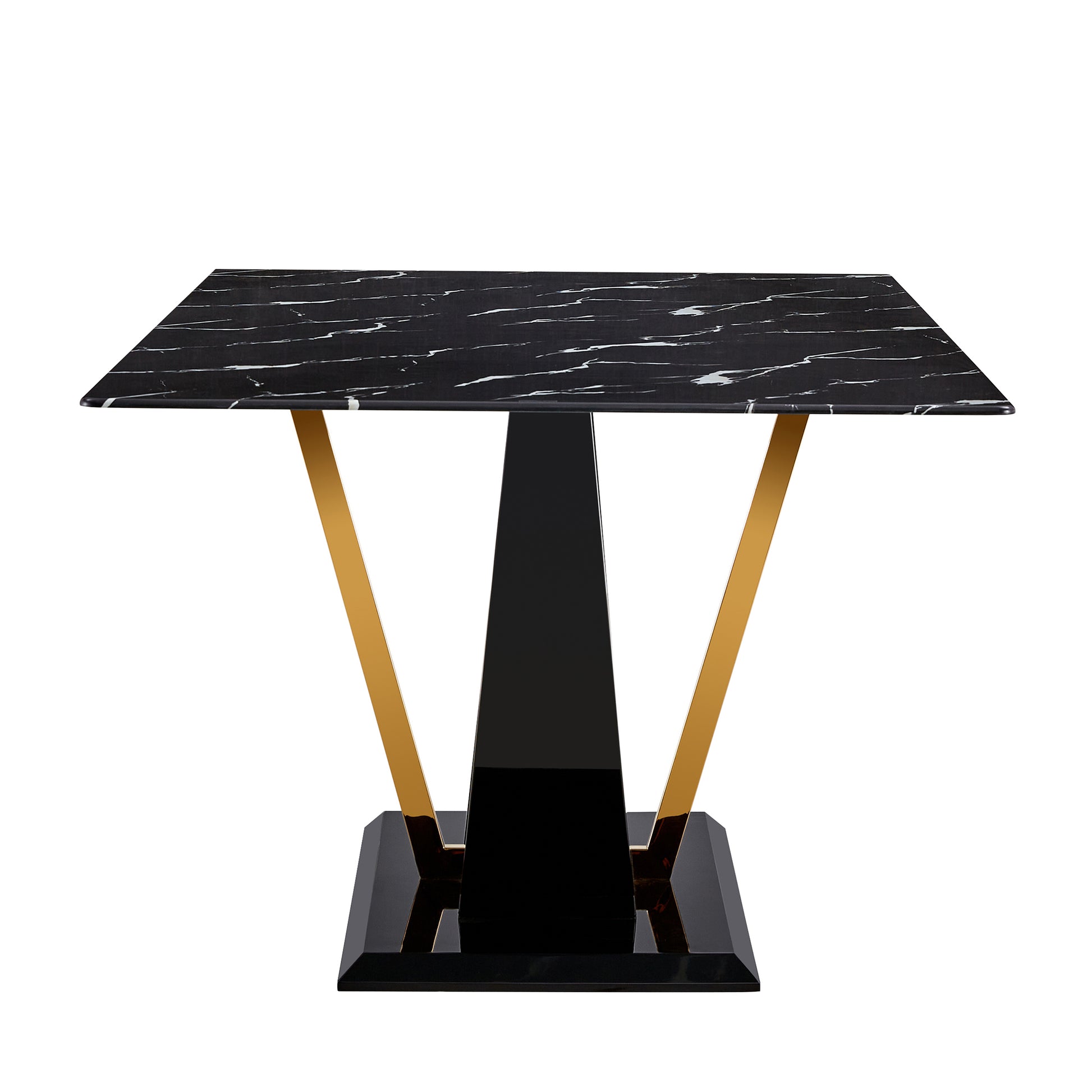 Modern Minimalist And Luxurious Black Imitation Marble Texture Dining Table Rectangular Office Desk.Game Desk .Desk.For Dining Room, Living Room, Terrace, Kitchen F 907 Black Mdf Glass