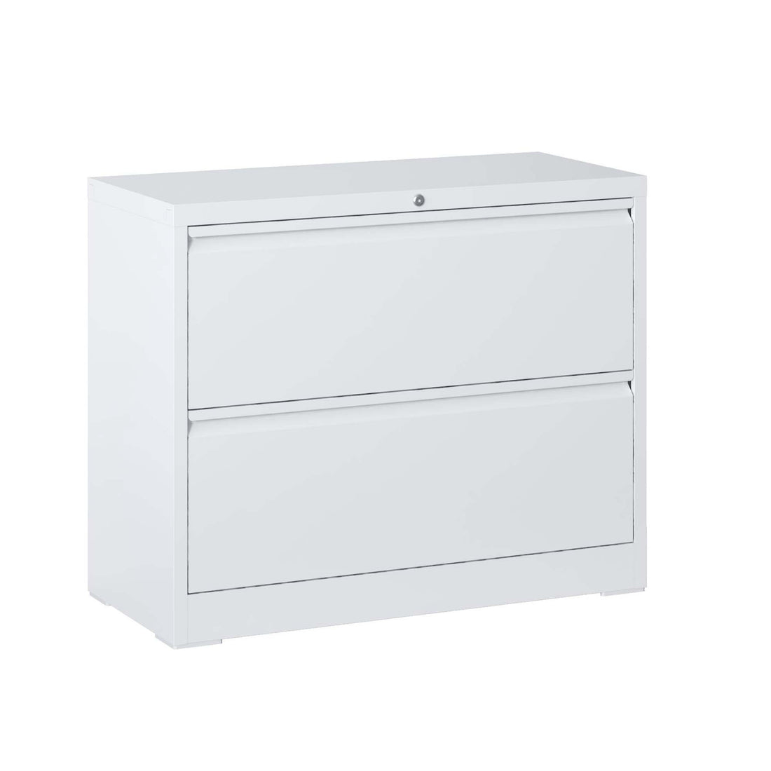 Lateral File Cabinet 2 Drawer, White Filing Cabinet With Lock, Lockable File Cabinet For Home Office, Locking Metal File Cabinet For Legal Letter A4 F4 Size Filing Cabinets 1 2 Drawers White Office Drawers Included Modern Metal Metal