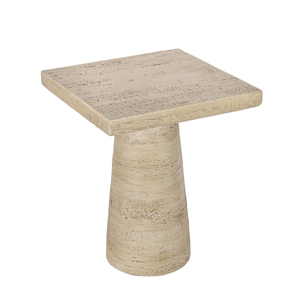 20X20X24" Cream Square Side Table With Pedestal Base Cream Primary Living Space Contemporary,Industrial,Minimalist,Modern,Ultra Modern Magnesium Oxide
