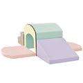 Soft Foam Playset For Toddlers, Safe Softzone Single Tunnel Foam Climber For Kids, Lightweight Indoor Active Play Structure With Slide Stairs And Ramp For Beginner Toddler Climb And Crawl Colorful Foam