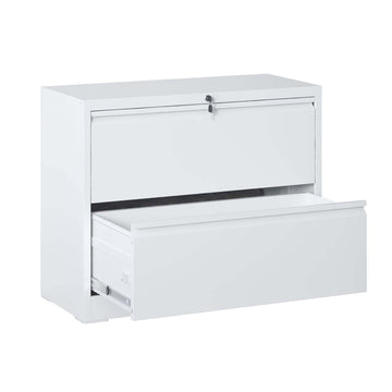 Lateral File Cabinet 2 Drawer, White Filing Cabinet With Lock, Lockable File Cabinet For Home Office, Locking Metal File Cabinet For Legal Letter A4 F4 Size Filing Cabinets 1 2 Drawers White Office Drawers Included Modern Metal Metal