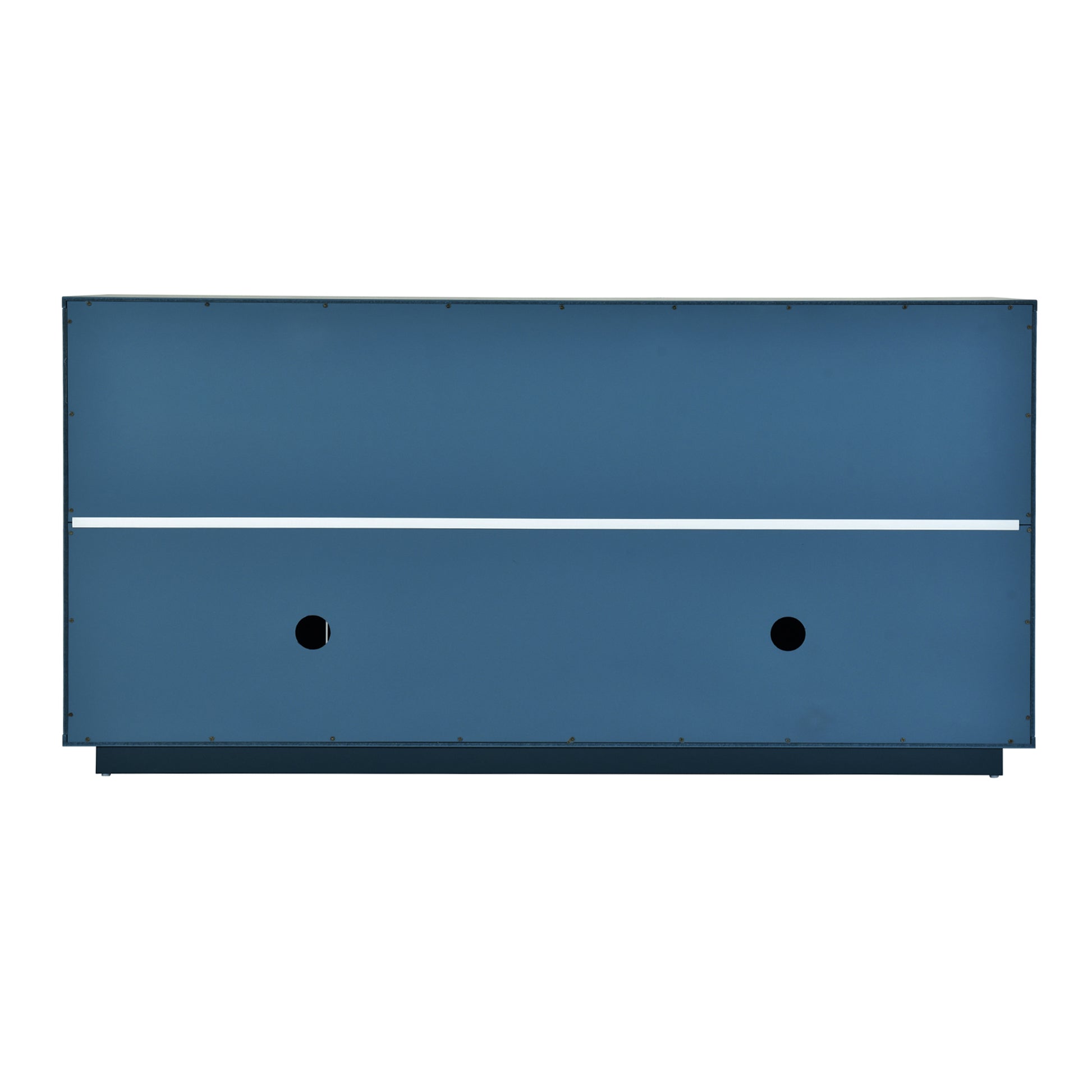 Modern Functional Large Storage Space Sideboard With Wooden Triangular Handles And Adjustable Shelves For Living Room And Dining Room Navy Blue Navy Blue Mdf