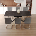 Extendable Dining Table Table Set for 6 8 Person for black+ gray-mdf+metal