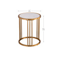 Slate Sintered Stone Round Side End Table With Golden Stainless Steel Frame Golden Sintered Stone