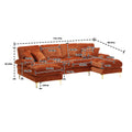 United Modern Large Chenille Fabric U Shape Sectional Sofa Orange Chenille