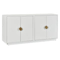 Modern Functional Large Storage Space Sideboard With Wooden Triangular Handles And Adjustable Shelves For Living Room And Dining Room White White Mdf