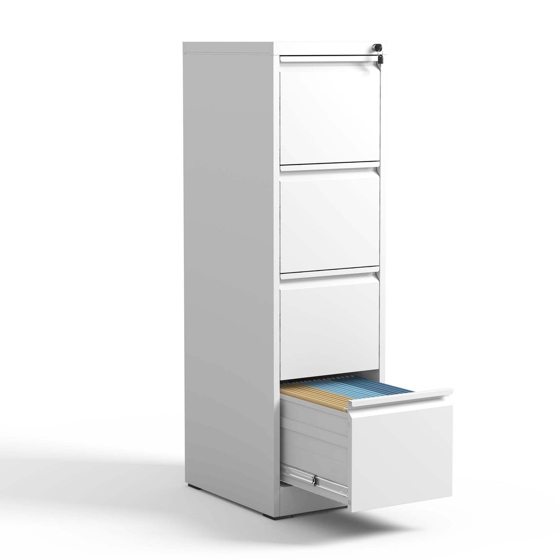 4 Drawer Metal Vertical File Cabinet With Lock Office Home Steel Vertical File Cabinet For A4 Legal Letter Size Filing Cabinets 3 4 Drawers White Office Drawers Included Modern Metal Metal