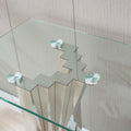 Tempered Glass Top Console Table With Silver Mirror Finish Stainless Steel Base Silver Tempered Glass