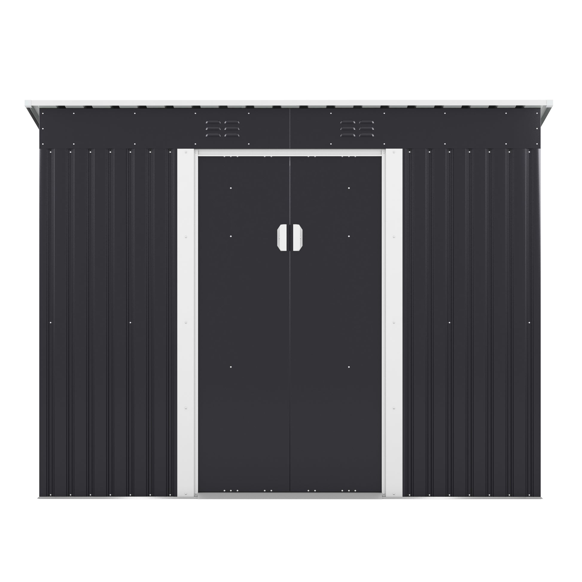 4.2 X 9.1 Ft Outdoor Storage Shed, Metal Tool Shed With Lockable Doors Vents, Utility Garden Shed For Patio Lawn Backyard, Dark Gray Dark Gray Metal