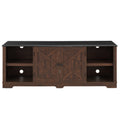 Modern Farmhouse Tv Media Stand, Large Barn Inspired Home Entertainment Console, For Tv Up To 80'', With Open Shelves And Closed Cabinets, Espresso And Black, 70