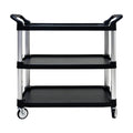 Three Layer Thickened Plastic Mobile Tool Cart Black Polypropylene