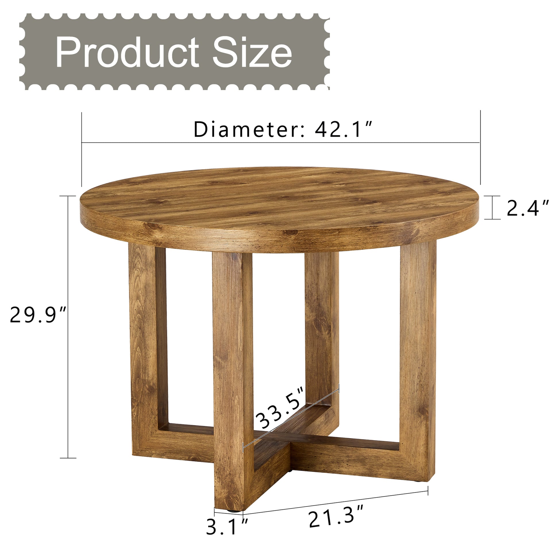 A Modern And Practical Circular Dining Table. Made Of Mdf Tabletop And Wooden Mdf Table Legs. Suitable For Living Room And Bedroom. 42 Inches * 42 Inches * 30 Inches Natural Wood Mdf