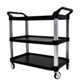 Three Layer Thickened Plastic Mobile Tool Cart Black Polypropylene