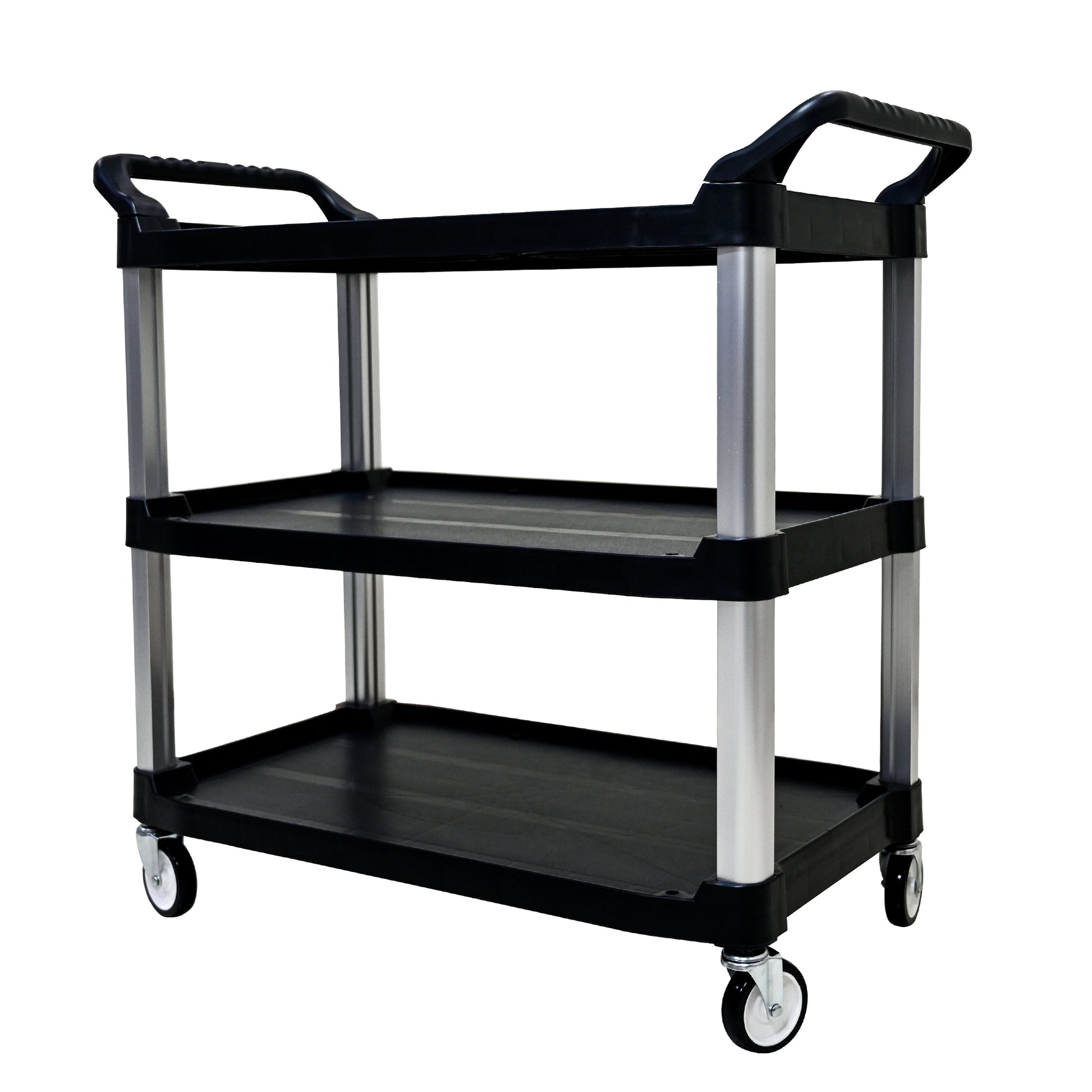 Three layer thickened plastic mobile tool cart