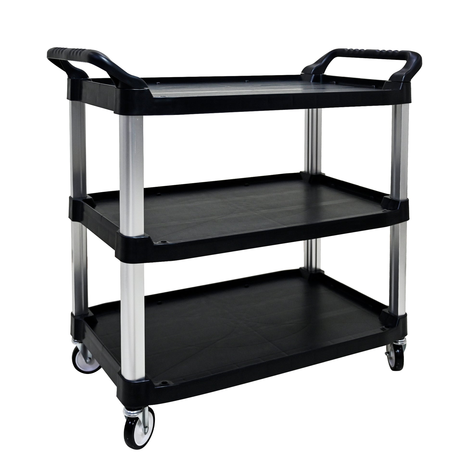Three layer thickened plastic mobile tool cart