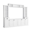 Minimalist Entertainment Wall Unit Set With Bridge For Tvs Up To 75'', Large Storage Space Tv Stand With Adjustable Shelves, Modernist Large Media Console For Living Room, White White Primary Living Space 70 79 Inches 70 79 Inches 75 Inches Particle