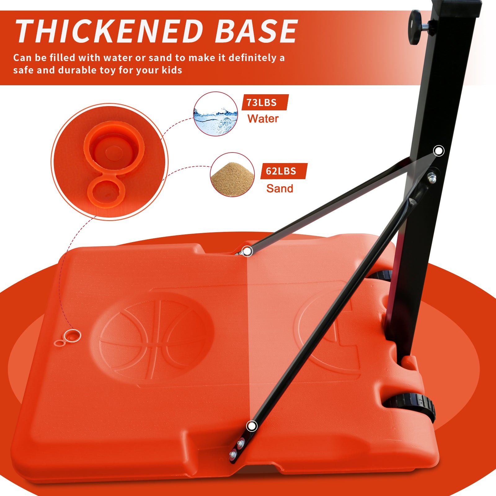 Use For Outdoor Height Adjustable 4.8 To 7.7Ft Basketball Hoop 44 Inch Backboard Portable Basketball Goal System With Stable Base And Wheels Balls Sports Transparent Garden & Outdoor Sporty Iron