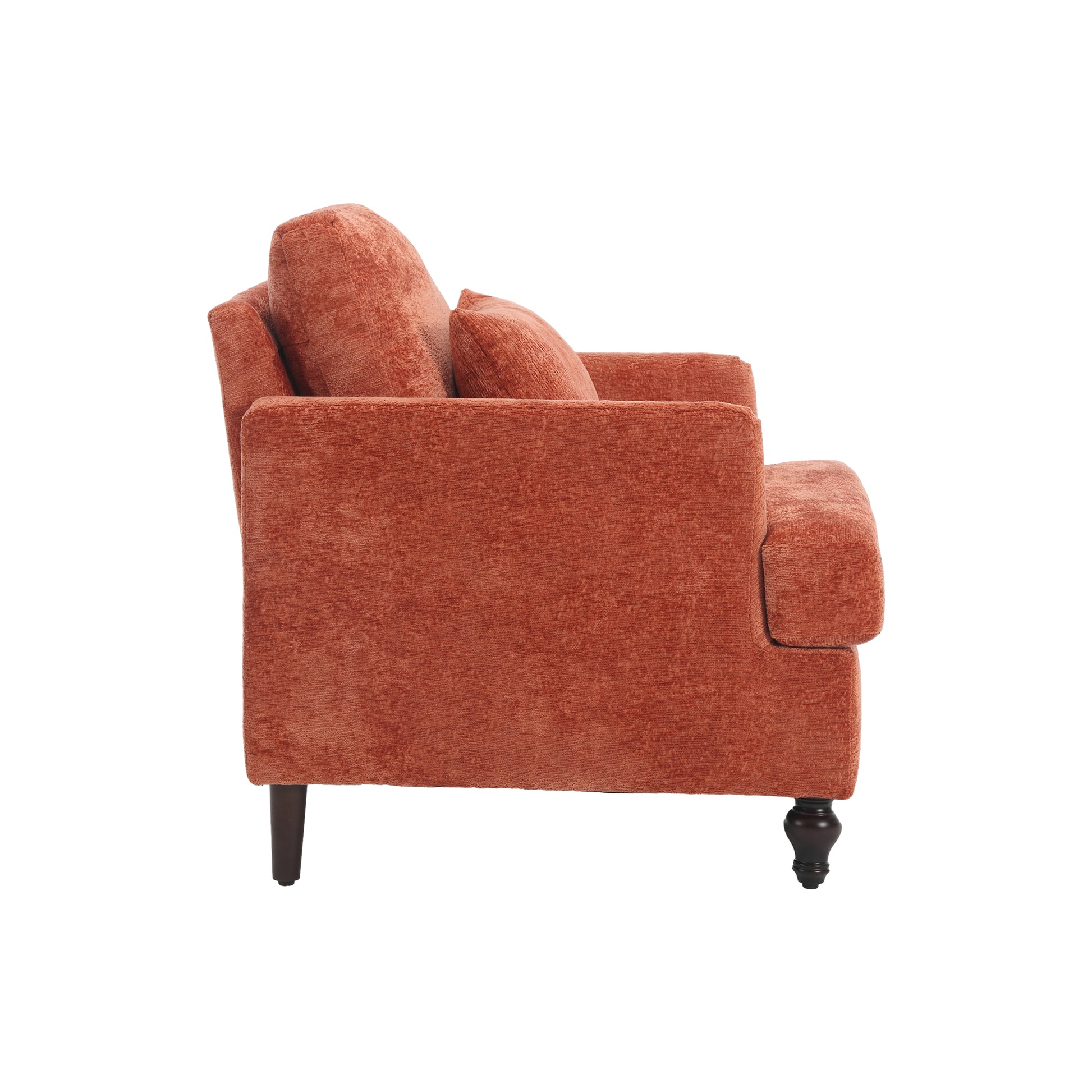 Coolmore Wood Frame Armchair, Modern Accent Chair Lounge Chair For Living Room,Tufted Club Chair, Mid Century Modern Arm Chairs With Studded, Solid Wood Frame, For Bedroom, Reading Orange Chenille