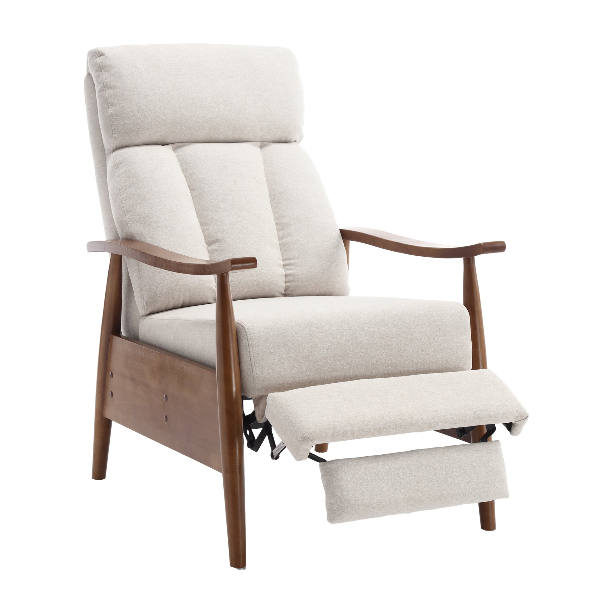Coolmore Wood Frame Armchair, Modern Accent Chair Lounge Chair For Living Room Beige Linen