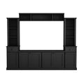 Minimalist Entertainment Wall Unit Set With Bridge For Tvs Up To 75'', Large Storage Space Tv Stand With Adjustable Shelves, Modernist Large Media Console For Living Room, Black Black Primary Living Space 70 79 Inches 70 79 Inches 75 Inches Particle