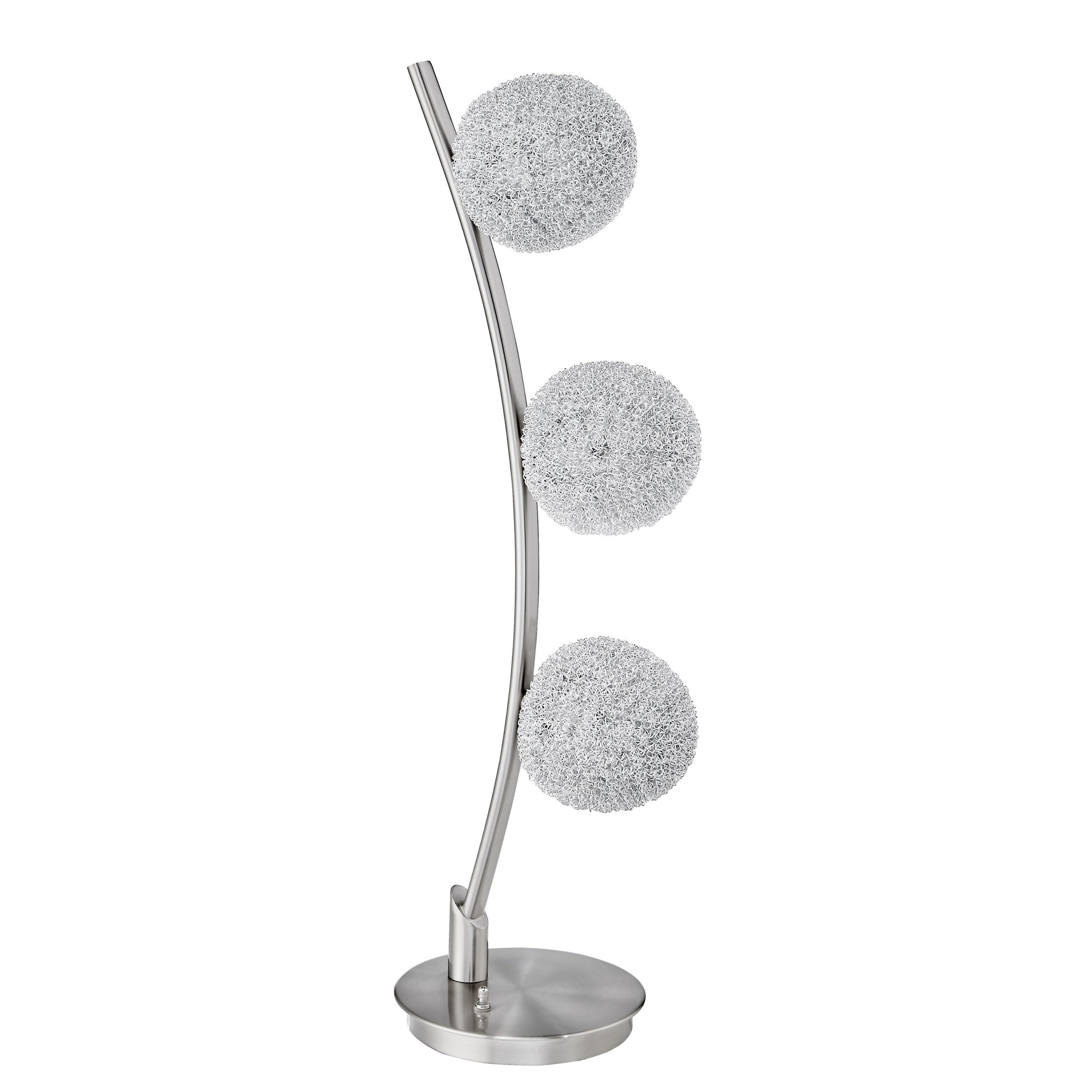 Modern Home Decor Table Light 1Pc Curved Stand Satin Nickel Finish Bedroom Living Room, 3 Wire Wrapped Balls Nickel Table&Floor Lamps Luxury,Modern,Ultra Modern Metal