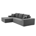 Sectional Couch Corduroy Covers 2 Pcs L Shape Sectional Sofa Couches For Living Room, Bedroom, Salon, 2 Pc Free Combination,Grey. Gray Corduroy 3 Seat