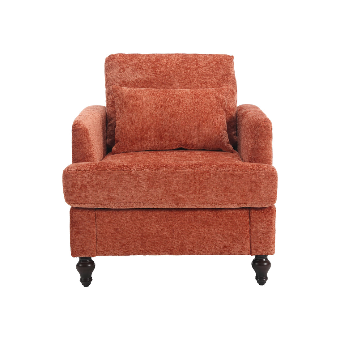 Coolmore Wood Frame Armchair, Modern Accent Chair Lounge Chair For Living Room,Tufted Club Chair, Mid Century Modern Arm Chairs With Studded, Solid Wood Frame, For Bedroom, Reading Orange Chenille