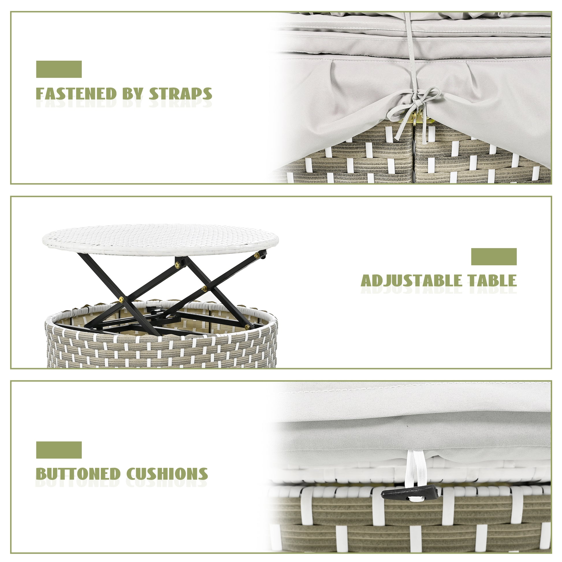 Patio Furniture Round Outdoor Sectional Sofa Set Rattan Daybed Two Tone Weave Sunbed With Retractable Canopy, Separate Seating And Removable Cushion, Gray Yes Sectional Gray Weather Resistant Frame Water Resistant Cushion Garden & Outdoor Luxury