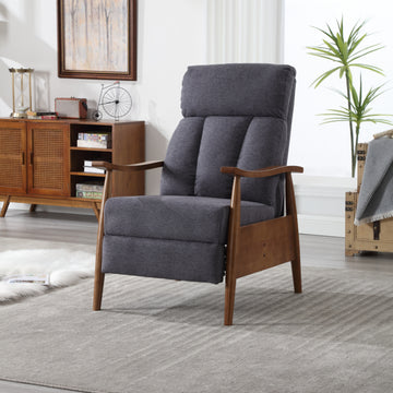 Coolmore Wood Frame Armchair, Modern Accent Chair Lounge Chair For Living Room Dark Gray Linen