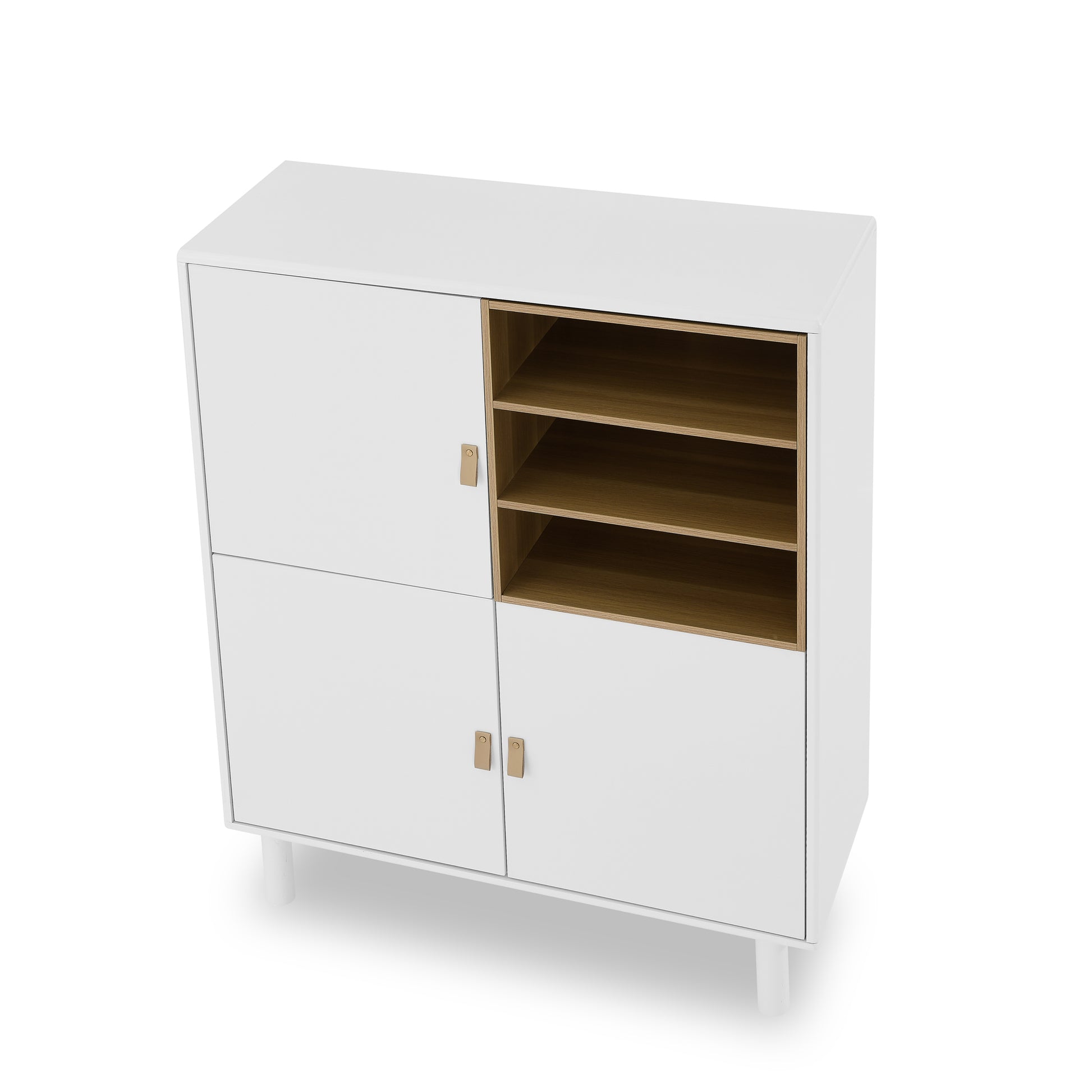 Storage Cabinet With Door, Multifunctional Storage Cabinet, Modern Sideboard Cabinet, Wooden Storage Cabinet, Leather Handle Drawer Cabinet, Home Storage Cabinet, Office Cabinet White Solid Wood Mdf