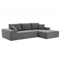 L Shape Sectional Sofa Corduroy Couches Modular Sectional Living Room Sofa Set Upholstered Sleeper Sofa For Living Room, Bedroom, Salon,.Grey Gray Corduroy 3 Seat