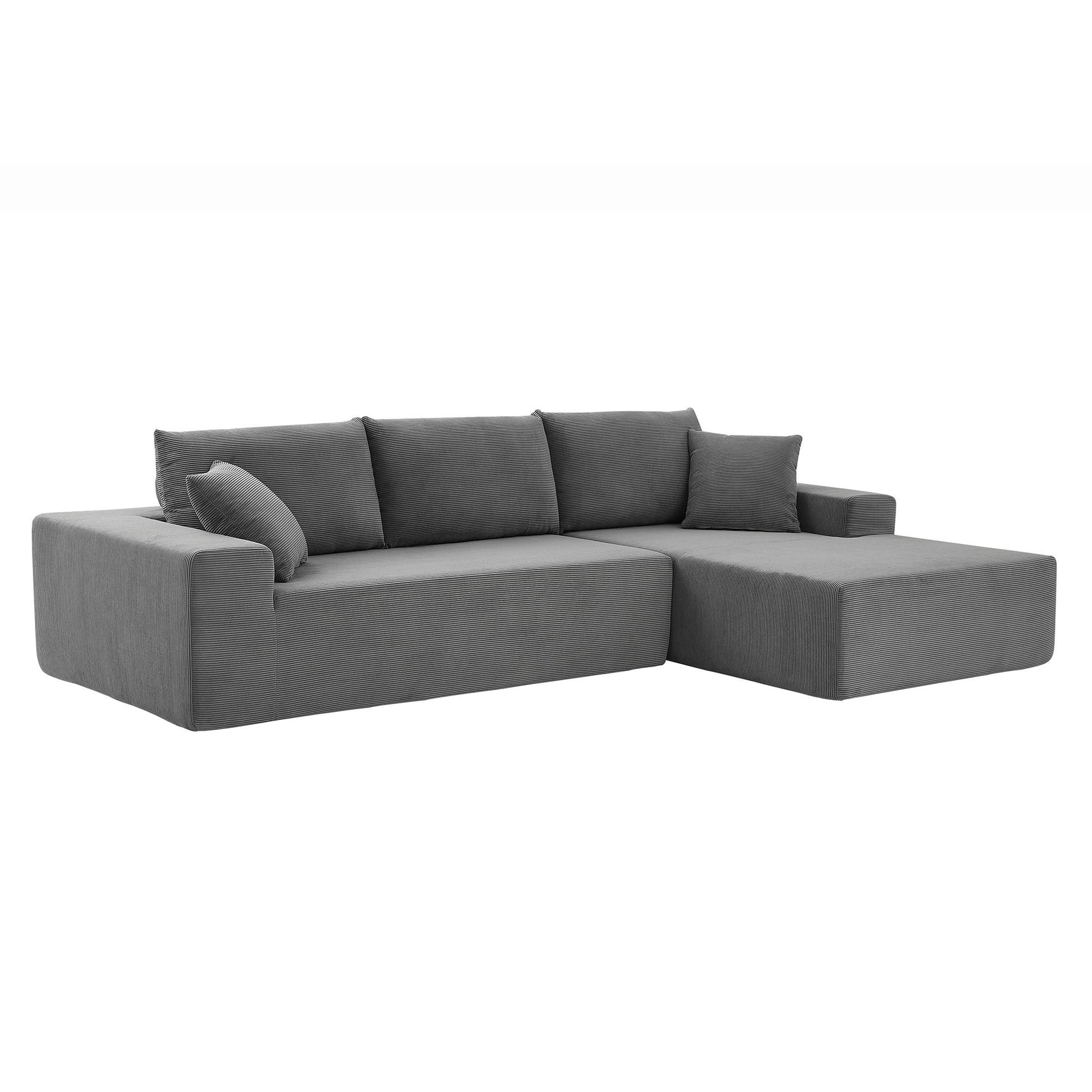 L Shape Sectional Sofa Corduroy Couches Modular Sectional Living Room Sofa Set Upholstered Sleeper Sofa For Living Room, Bedroom, Salon,.Grey Gray Corduroy 3 Seat