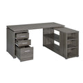 L Shape Office Desk With Drawers And Shelves, Weathered Grey Grey Office L Shape Particle Board Mdf