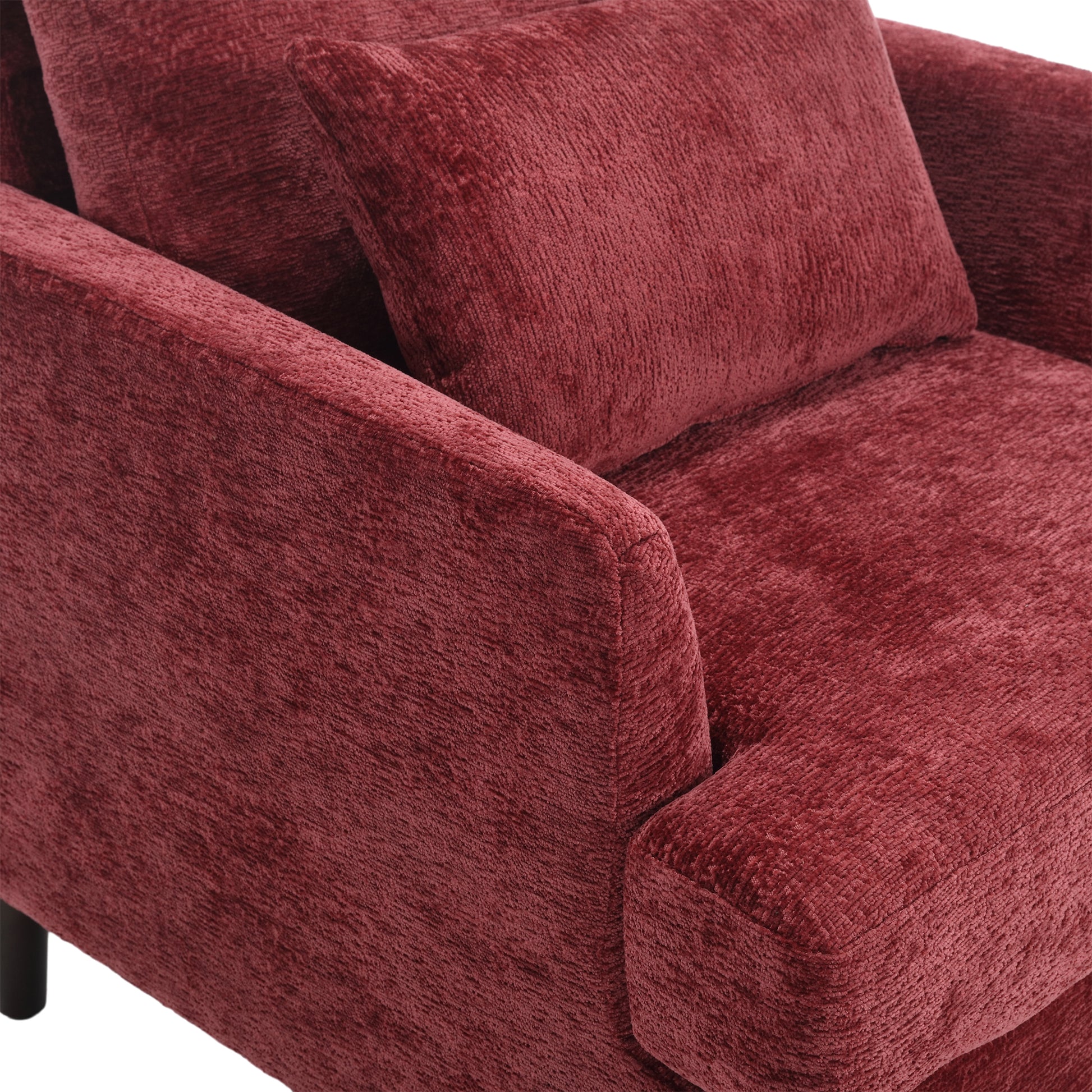 Coolmore Wood Frame Armchair, Modern Accent Chair Lounge Chair For Living Room,Tufted Club Chair, Mid Century Modern Arm Chairs With Studded, Solid Wood Frame, For Bedroom, Reading Wine Red Chenille Wine Red Chenille 1 Seat
