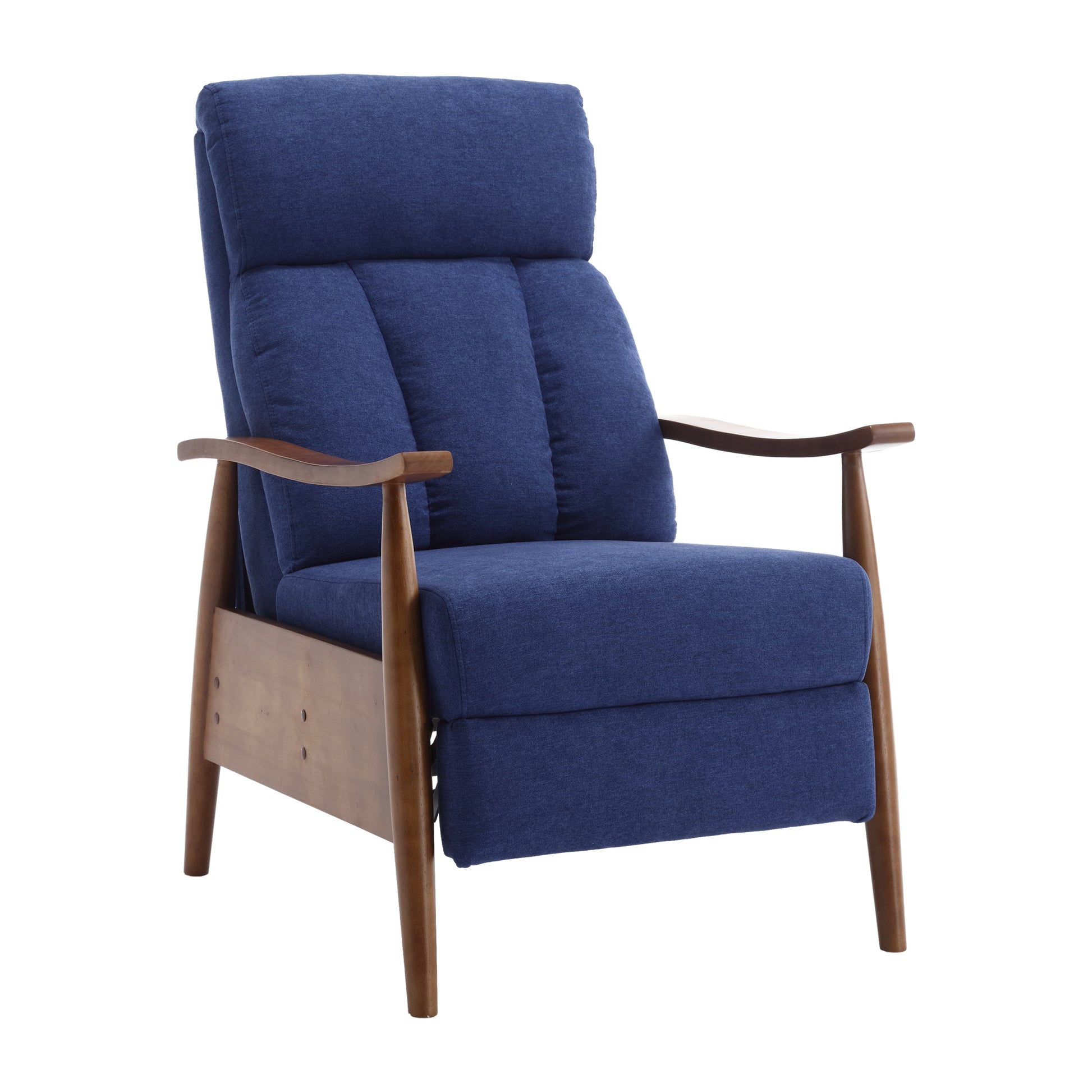 Coolmore Wood Frame Armchair, Modern Accent Chair Lounge Chair For Living Room Blue Linen