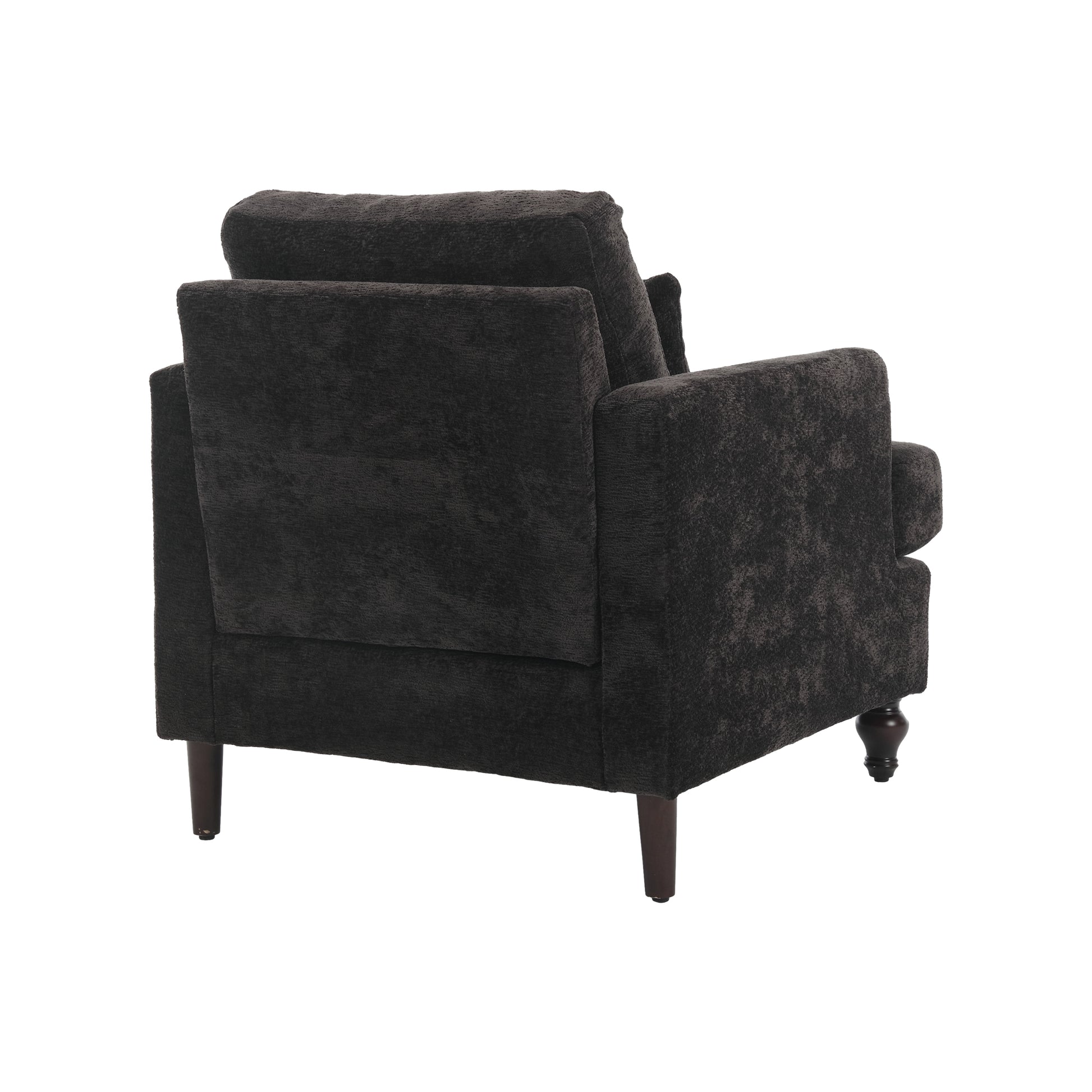 Coolmore Wood Frame Armchair, Modern Accent Chair Lounge Chair For Living Room,Tufted Club Chair, Mid Century Modern Arm Chairs With Studded, Solid Wood Frame, For Bedroom, Reading Black Chenille Black Chenille