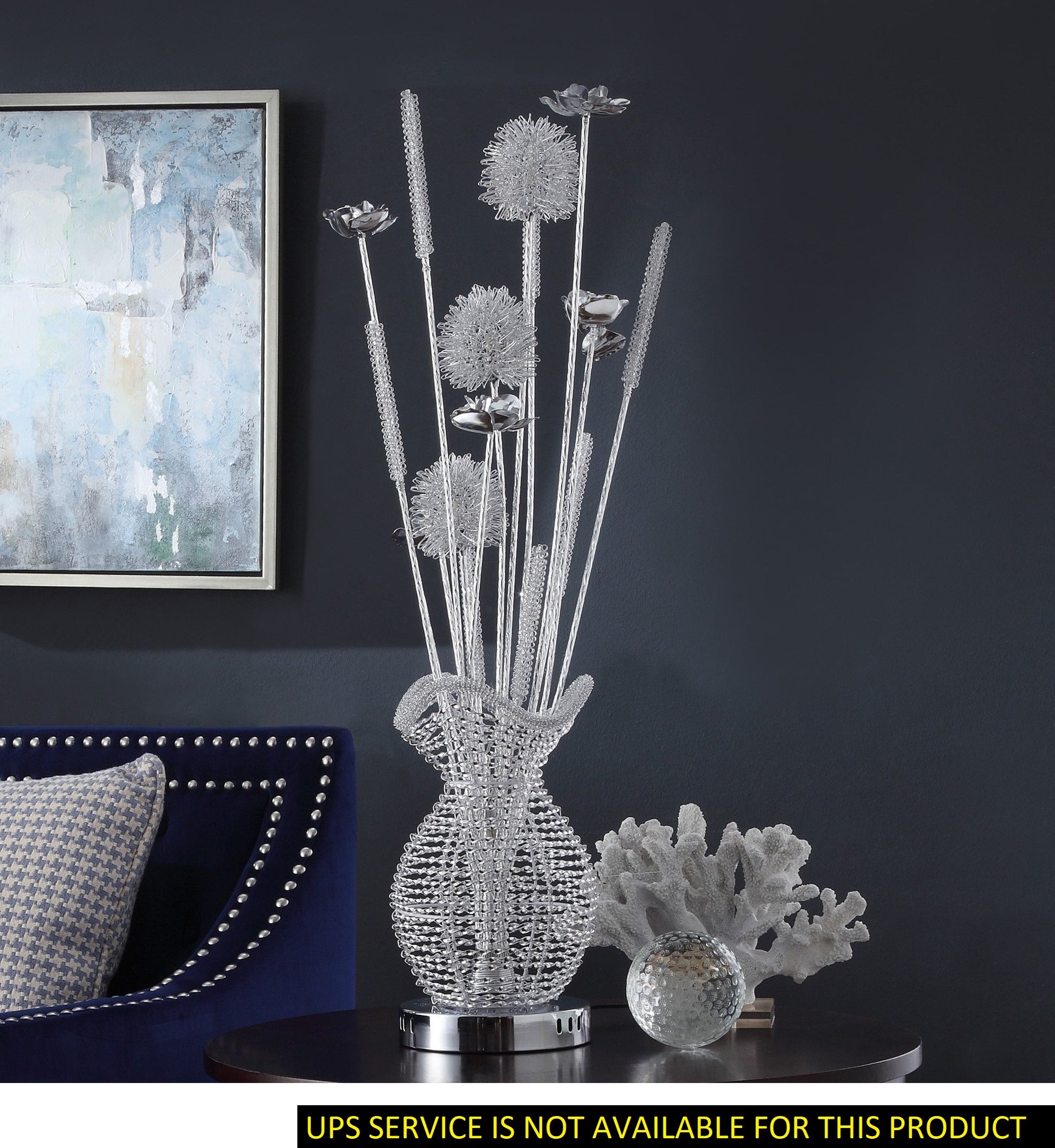 Ultra Modern 1Pc Table Lamp, Led Night Light Chrome Finish Metal Base