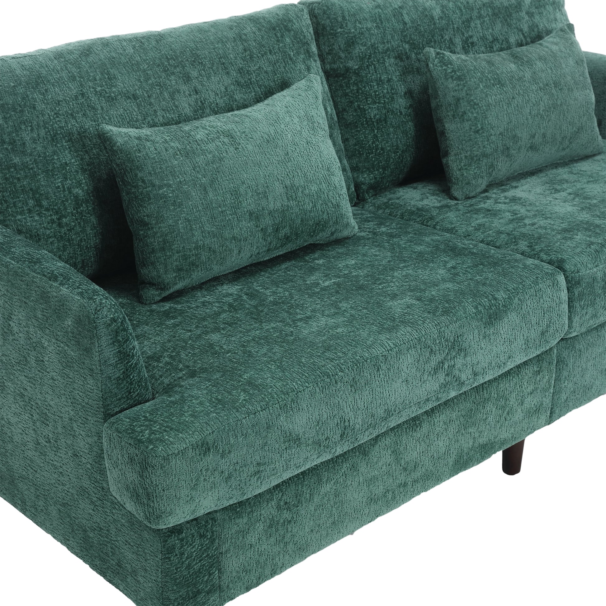 Coolmore Mid Century Modern Chenille Fabric Loveseat Sofa, 2 Seat Upholstered Loveseat Sofa Modern Couch For Living Room,Brown Wood Feet Sofa For Bedroom, Reading Emerald Chenille Emerald Chenille 2 Seat