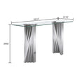 Tempered Glass Top Console Table With Silver Mirror Finish Stainless Steel Base Silver Tempered Glass