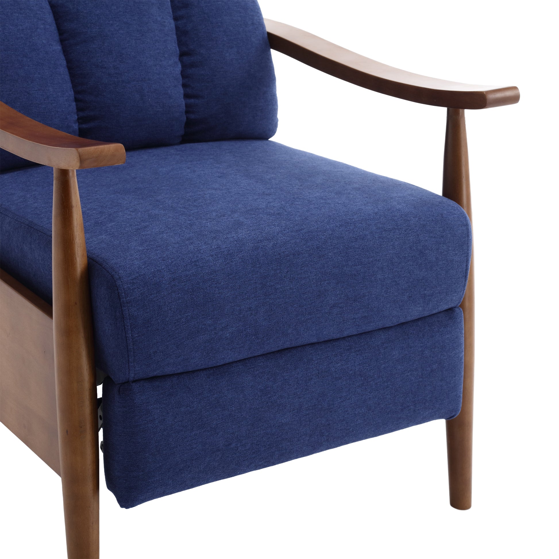 Coolmore Wood Frame Armchair, Modern Accent Chair Lounge Chair For Living Room Blue Linen