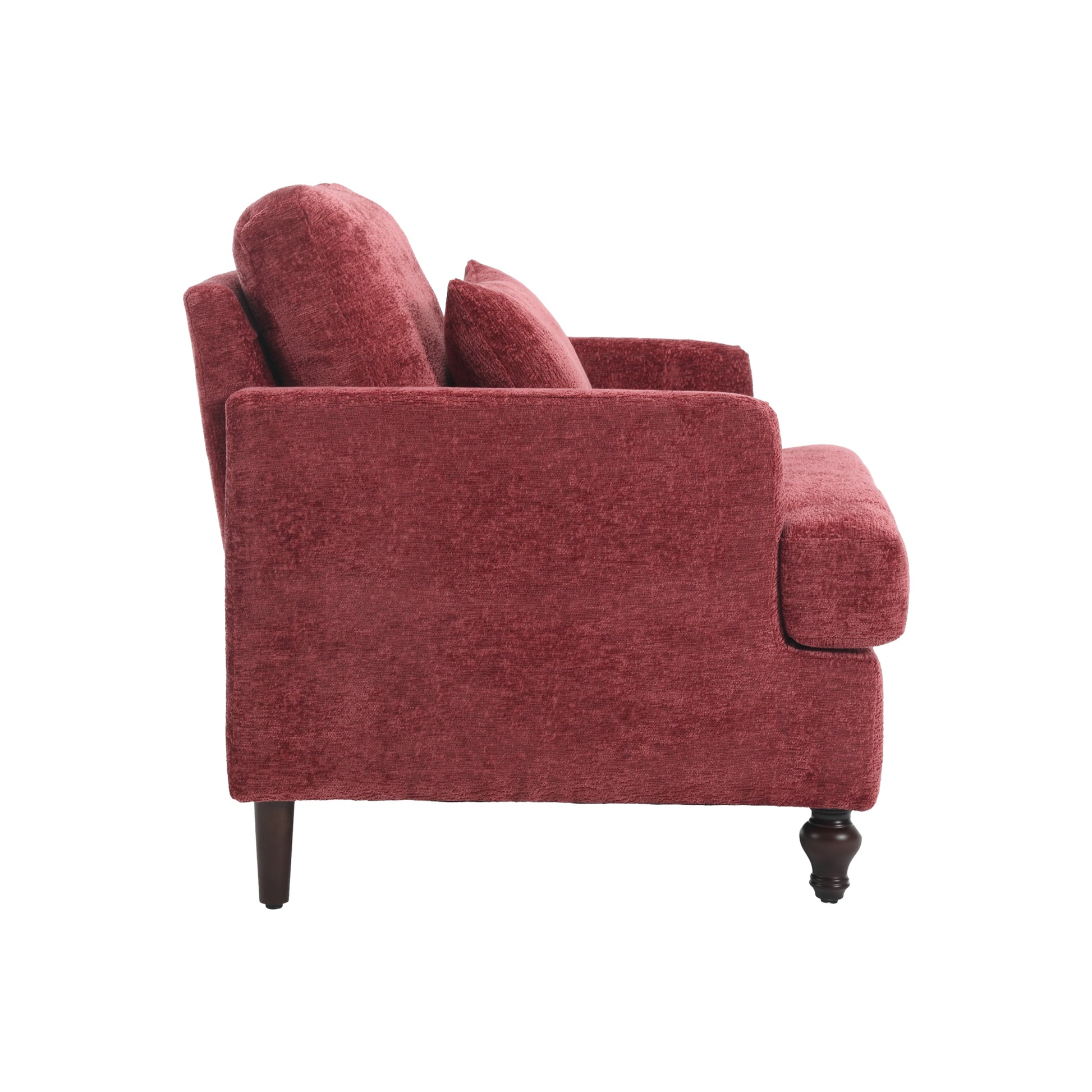 Coolmore Wood Frame Armchair, Modern Accent Chair Lounge Chair For Living Room,Tufted Club Chair, Mid Century Modern Arm Chairs With Studded, Solid Wood Frame, For Bedroom, Reading Wine Red Chenille Wine Red Chenille 1 Seat