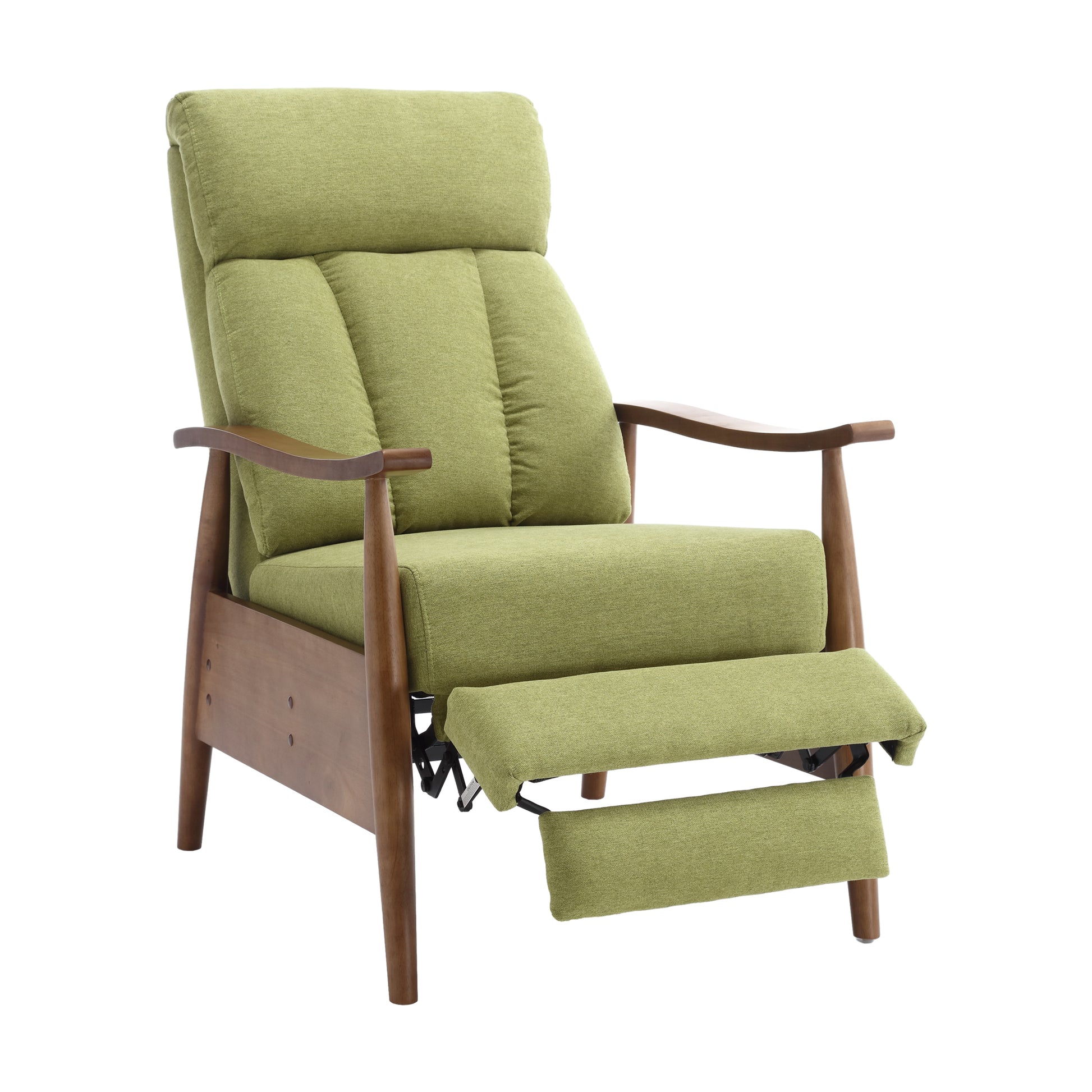 Coolmore Wood Frame Armchair, Modern Accent Chair Lounge Chair For Living Room Olive Green Linen