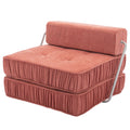 Folding Sofa Bed, Futon Sleeper Chair, Convertible Chair Floor Couch & Sleeping Mattress For Living Room, Guest Room, Home Office, Apartment, Small Space, Bed, Removable Back Cushion, Orange, 1 Seat Orange Chenille Primary Living Space Pillow Back Soft