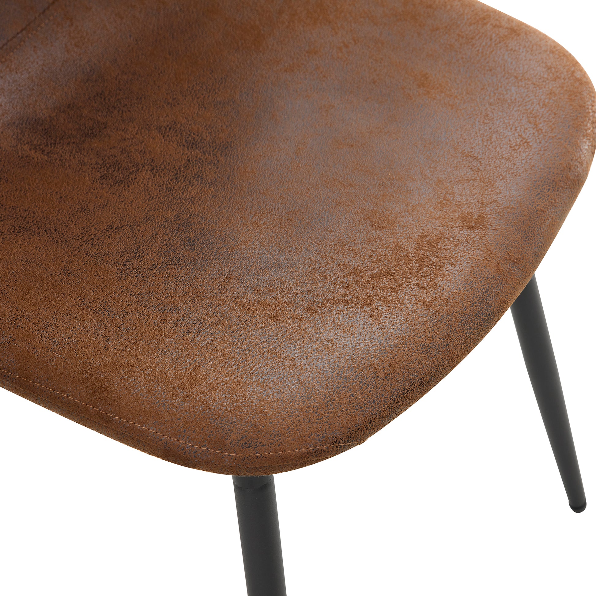 A Modern And Practical Circular Dining Table. Made Of Mdf Tabletop And Wooden Mdf Table Legs. A Set Of 6 Brown Cushioned Chairs.Ct B0501A Natural Wood Mdf